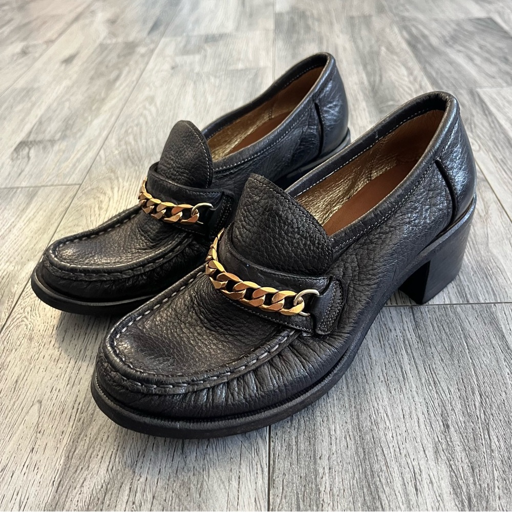 Silvano Sassetti Chain Black Leather Loafers